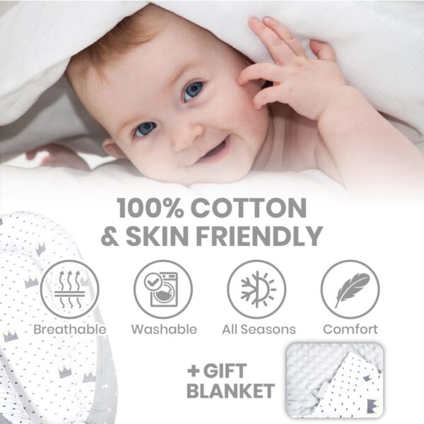 Totsi Baby Lounger Set | Ultra-Soft Baby Nest with Pillow and Blanket | Machine Washable Infant Lounger 0-24 Months | Adjustable Infant Nest for Travel | Baby Lounger Cover for Newborn - Image 2