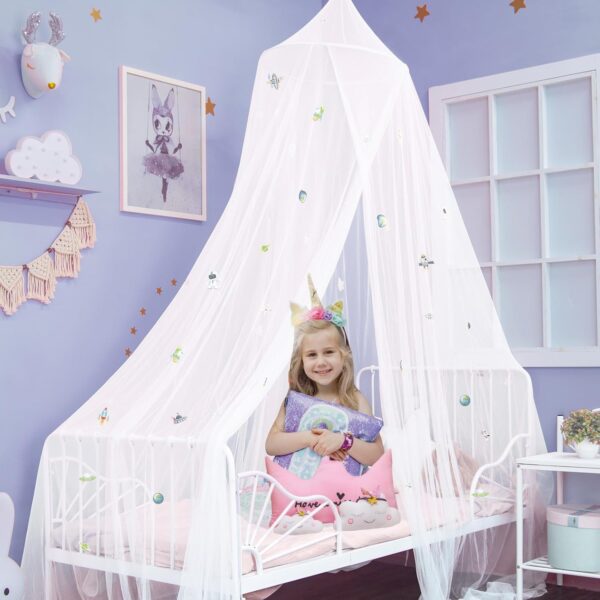 Bed Canopy with Glowing Space in The Dark, Bed Curtain for Baby Cot, Kids Bed & Toddler Bed, Single & Double Bed, Mosquito Net Canopy for Girls or Boys Room, Fire Retardant Fabric - Image 5