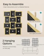SONGMICS Collage Picture Frames, 12 Frames for 4x6 Photos, Collage Photo Frames for Wall, Multi Frames, Wall Decor, Pale Gold RPF026A01 - Image 6