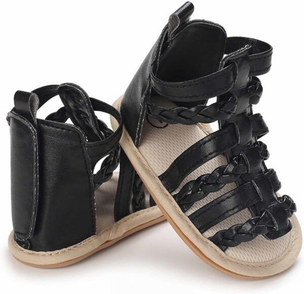 Toddler Kids Flat Gl𝐚diator Wide Sandals Slip On Ankle Summer Shoes Baby Boys Girls Rubber Sole Leather Soft Sandals White Baby Girl Shoes For Baptism Kids Pool Slidea( - Image 3