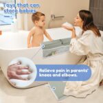 2Pcs Baby Bath Kneeler and Elbow Rest Pad Set,Comfortable Foam Bath Kneeling Pad, Non-Slip Bath Tub Elbow Pad with 4 Organizer Pockets, Washable Baby Bath Cushion Bath Kneeling Pad for Toddler (Grey) - Image 3