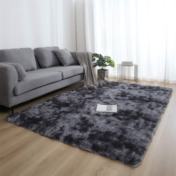 JURLEA Area Rug Modern Fluffy Shaggy Rugs for Living Room, Soft Non-Slip Carpet for Bedrooms, Boys Room, Girls Room, Play Room Modern Home Decor (Black Grey, 120 x 160 cm) - Image 3
