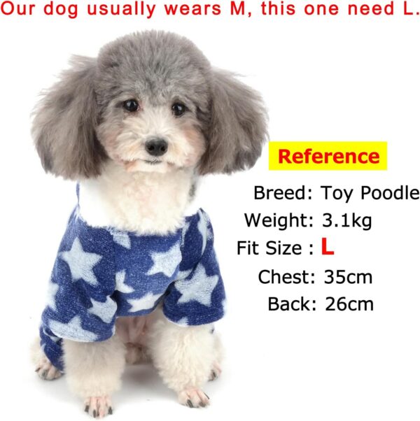 Zunea Small Dog Pyjamas Jumpsuit Puppy Hoodie Coat Clothes for Dogs Girl Boy Winter Warm Pajamas Outfits Overall Jumper Soft Pet Apparel Blue XXL (Pls Check the Size of Chest and Back Before Order) - Image 3