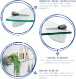 Harbour Housewares Floating Glass Wall Shelves - 60cm - Pack of 6 - Shelving Storage Vanity Display Shelf Unit with Silver Brackets for Bathroom, Shower, Kitchen, Living Room - Image 3