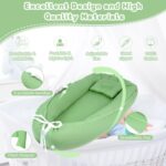 Baby Lounger for Newborn, Infant Lounger for 0-24 Months, Co Sleeper for Girls Boys, 100% Cotton Soft Adjustable Baby Floor Seat for Travel, Portable Baby Nest Lounger(Light Green) - Image 2