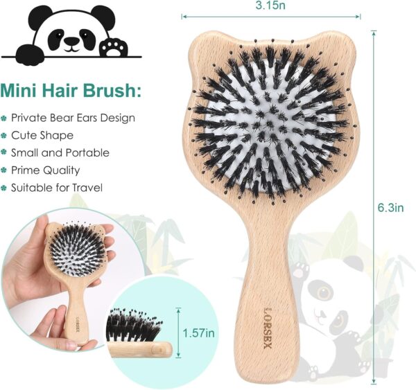 LORSEX Hair Brush Baby Bear Brush for Kids, Mini Travel Hair Brushes with Boar & Nylon Bristle for for Women Men Detangling, Defrizz, Distribute Oil (Original Beech) - Image 5