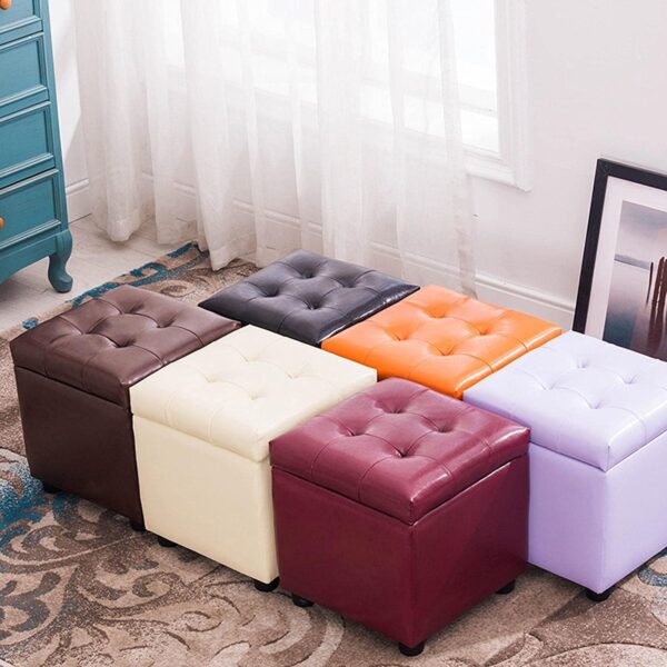 OLOTU Footstool Multifunctional Foot Stool Storage PU Fabric Feels Delicate Footstool Water Resistant Sofa Stool Concealed Storage Storage Box Ergonomic - Image 5