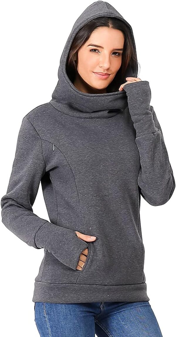 Nursing Tops for Women Breastfeeding Sleeves Sweatshirts Hoodie Maternity Hooded Long Breastfeeding Maternity Clothes Ladies Maternity Clothes Nursing Top - Image 4