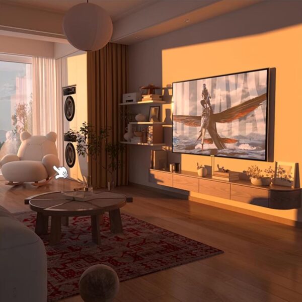 Floating TV Unit，The TV stand cabinet with LED lights, wall-mounted TV console with side cabinets and 2 drawers, entertainment media center, and large storage shelf under the TV(180*20*30cm) - Image 7