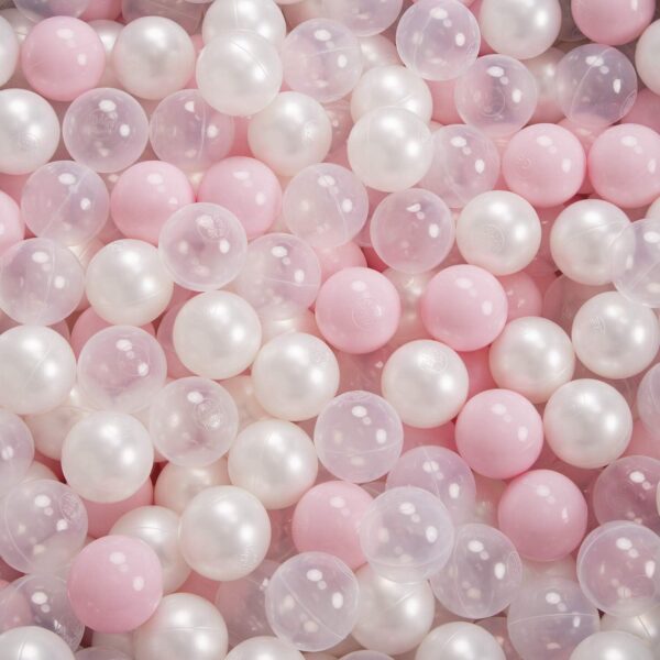 KiddyMoon Foam Playground For Kids With Square Ballpit (100 Balls ∅ 7Cm/2.75In) Soft Obstacles Course And Ball Pool, Made In The EU, Pink:Powder Pink/Pearl/Transparent - Image 2