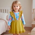 Xumplo Baby Girl Dress Suspender Skirt Set Infant Ruffle Floral Spring Dresses Little Girls Long Sleeve Bow Dress - Image 3