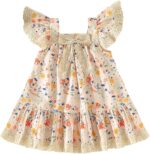 Geagodelia Toddler Baby Girl Summer Lace Dress Fly Sleeve Bowknot Flowy Dresses Boho Floral Sundress Cute Princess Dress 1-5 Years
