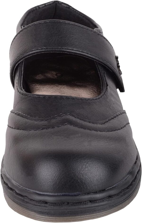 Childrens Kids Girls Slip On Faux Leather Smart Formal School Touch and Close Shoes - Image 2