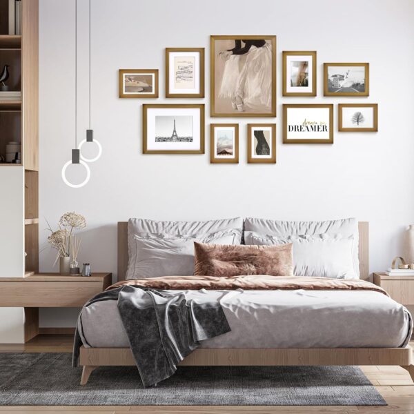 KINLINK 28x36 Picture Frames Brown - Wood Frames with Acrylic Plexiglass for Pictures 13x18/20x25 with Mat or 28x36 without Mat, Tabletop and Wall Mounting Display, Set of 4 - Image 4