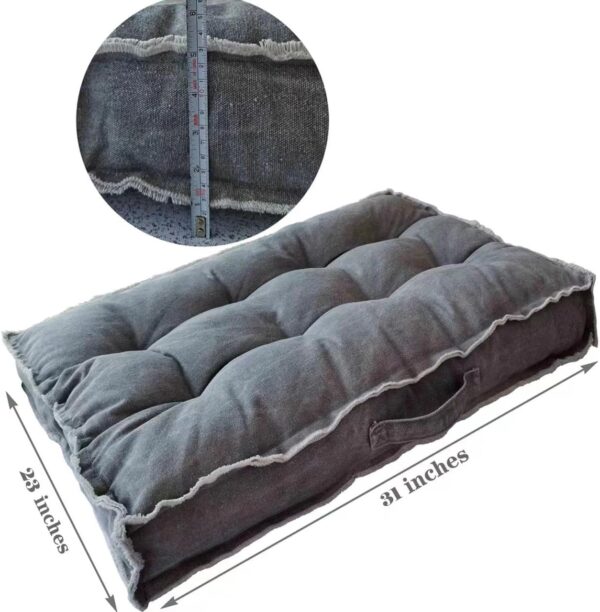 Large Floor Pillow Meditation Cushion,Tufted Seat Cushions Kids Reading Nook Cushion Floor Pillows Seating for Adults,Thick Floor Cushion Sitting Pillow for Living Room Balcony Outdoor（Gray） - Image 3
