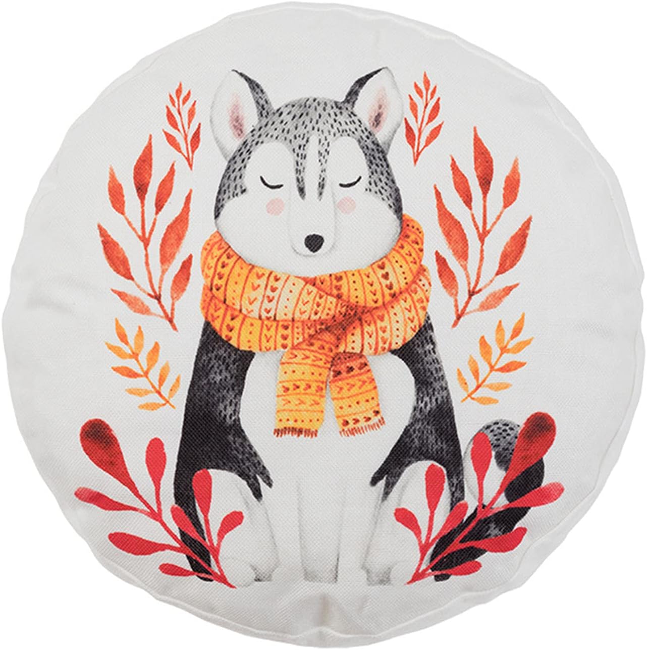 716-Zu8dLWL._AC_SL1500_.jpg YT-KOKE Cartoon Fox Round Throw Pillow Cover, Linen Round Pillow Case, Cute Animals Printed Decorative Round Cushion Cover for Boys and Girls Nursery (E) - Image 1