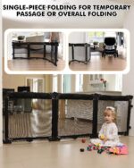 derimkcoa 210cm Extra Wide Baby Gate Playpen with Heat-Resistant Mesh, Dog Gates for Stairs Doorways, Foldable Safety Gates for Kids & Pets, Baby Fence Barrier Indoor/Outdoor, 6-Panels,70cm Tall - Image 7