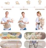 Treer Baby Carrier with Hip Seat for Newborn to Toddler, Adjustable Size for Men and Women, Suit Front and Back, Ergonomic Design 360° Safety Protect, Lightweight Breathable (Gray) - Image 6