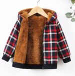 OverDose Boutique Kids Toddler Fleece Lined Warm Shirt Jacket Plaid Long Sleeve Hooded Full Zip Baby Boys Girls Fall Winter Hoodie Shirt Coat Outwear Teen Tee Shirt - Image 3