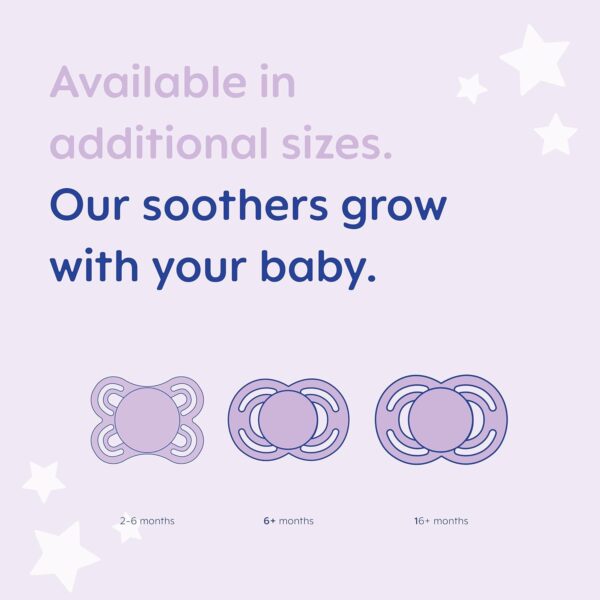 MAM Perfect Night Soothers 2-6 Months (Pack of 2), Thinner and Softer Baby Soother, Glow in the Dark Soother with Self Sterilising Travel Case, Newborn Essentials, White (Designs May Vary) - Image 8