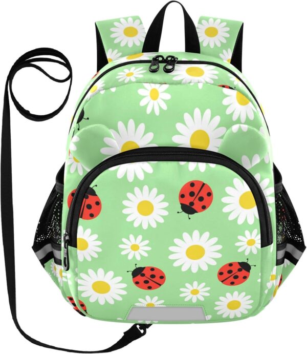 ISAOA Toddler Backpack with reins, Kids Anti-Lost Rucksack with Safety Harness,Daisies and Ladybugs Backpack for Boys and Girls Baby Preschool Mini Bag with Leash,S - Image 2