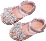 IQYU Baby Pearl Rhinestone Shiny Princess Shoes Evening Shoes Single Shoes Festive Dress Shoes School Shoes Toddler Girls Glitter Princess Heel Shoes Performance Dance Shoes - Image 2