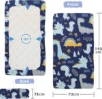 Cot Bed Sheets for Girl Boys | Cot Bed Fitted Sheets 140x70cm | Travel Cot Fitted Sheet Easy Care Soft Cotton and Dureable, Dinosaur Crib Sheets for Toddler Mattresses - Image 2