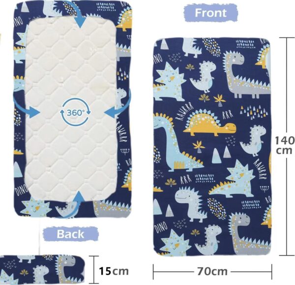 Cot Bed Sheets for Girl Boys | Cot Bed Fitted Sheets 140x70cm | Travel Cot Fitted Sheet Easy Care Soft Cotton and Dureable, Dinosaur Crib Sheets for Toddler Mattresses - Image 2