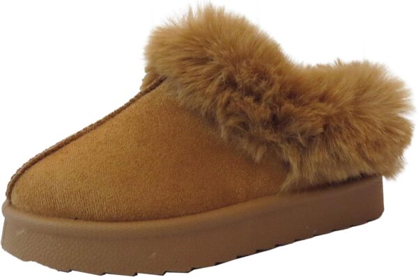 Girls Kids Faux Fur Lined Slip On Comfy Warm Winter Slippers Mules Shoes Size - Image 3