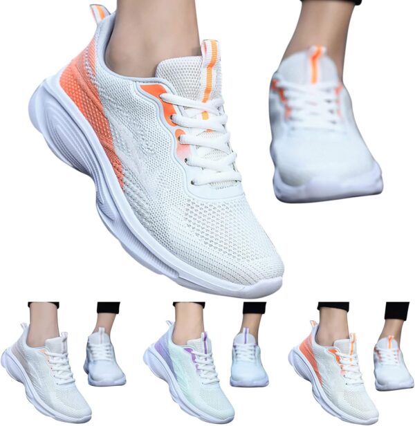 Womens Walking Shoes Girls Trainers Size 5 Fashion Autumn Women Sports Flat Bottom Non Slip Lightweight Comfortable Simple Design Casual Slip Ons for Women White Platform Trainers - Image 3