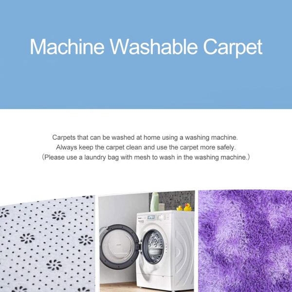 DweIke Extra Large Fluffy Area Rug, 5x8 ft Modern Indoor Carpets for Living Room Bedroom, Plush High Pile Tie-Dyed Purple Rug for Girls Kids Playroom Classroom Nursery Home Décor, Purple - Image 9