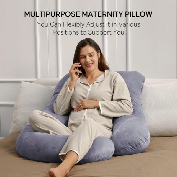 momcozy Pregnancy Pillows for Sleeping, U Shaped Full Body Maternity Pillow with Removable Cover - Support for Back, Legs, Belly, HIPS for Pregnant Women, 57 Inch Pregnancy Pillow for Women, Grey - Image 8