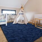 Hutha 8x10 Large Area Rugs for Living Room, Super Soft Fluffy Modern Bedroom Rug, Navy Blue Indoor Shag Fuzzy Carpets for Girls Kids Nursery Room Home Decor - Image 4