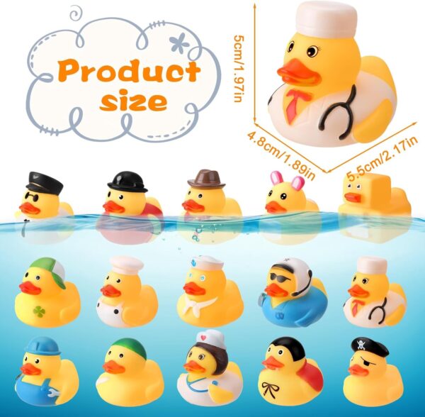 Pinenuts Rubber Ducks Bath Toy, 15 Pcs Novelty Bath Ducks Mini Float Duck Squeaky Bath Duckies Cute Bath Duck Toys Ducking Child Bath Toys Car Decoration Party Supplies for Children Qver 3 Years Old - Image 2