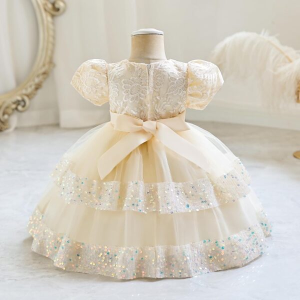 Belovecol Baby Girls Sequin Dress Bowknot Tulle Embroidery Dresses Toddler Formal Baptism Dresses 12M to 5T - Image 3