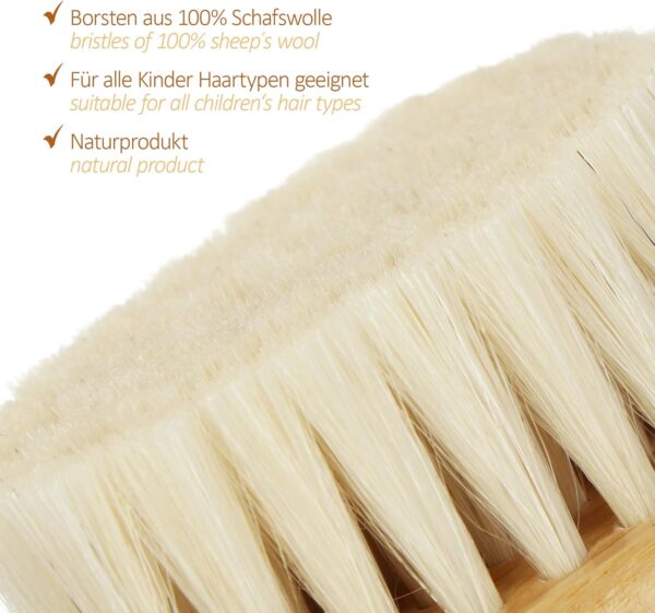 com-four® Baby brush and baby comb from 0 months for newborns and toddlers - Baby hair brush made of bamboo with soft sheep's wool (Comb + hairbrush - sheep) - Image 5