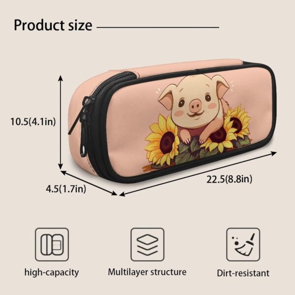 Howilath Pig Pencil Case for Kids Big Capacity Pencil Pen Case Office College School Storage Bag Pencil Pouch Holder Box Organizer for Girls - Image 6