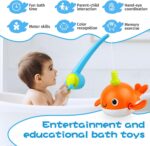 twoonto Baby Bath Toys, Wind Up Magnetic Fishing Games Squirt Bathroom Toys with Fishing Net, Floating Pool Bathtub Toys, Montessori Toys for Toddlers, Boys, Girls (Style A) - Image 5
