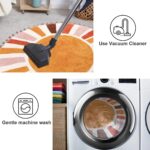 KIMODE Retro Sun Round Rug 90cm, Non Slip Area Rugs for Bedroom Soft Machine Washable Rugs Living Room Indoor Door Mat with Pom Poms Fringe Circle Entryway Rug for Bedroom Living Dining Room - Image 3