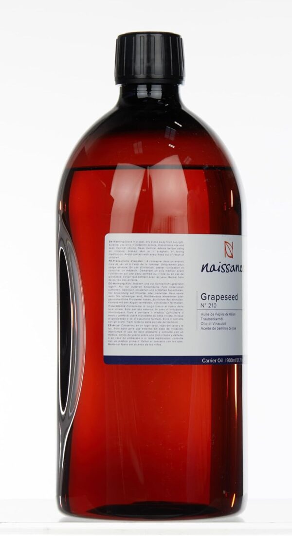 Naissance Grapeseed Oil (No. 210) 900ml - Natural Moisturiser and Conditioner - Ideal for Hair, Skin, Massage, Face, Beard and Aromatherapy - Image 11