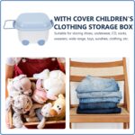 Kids' Toy Chests & Boxes with Wheel and Lid, Car Latch Box Kids Girls Boys Chest with Wheels for Playroom, Cute Nursery Room Storage Box Bin for Kids Books Toys Clothes - Blue - Image 4