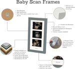 Baby Scan Photo Frame. Optional Personalisation. Multi Aperture Frame to display Three Ultra sound photos. Landscape. Pregnancy announcment | Baby Shower | Keepsake (White Frame) - Image 2