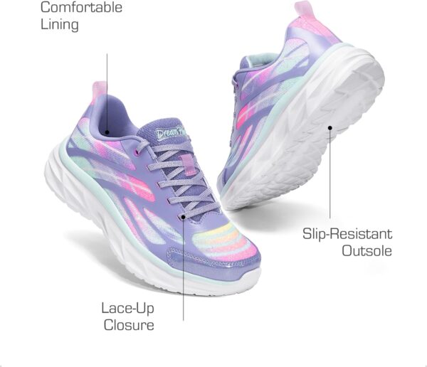 DREAM PAIRS Girls Fashion Sneakers Kids Lightweight and Comfy Lace-up Running Walking Casual Tennis Shoes - Image 5