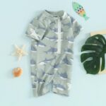 Vioyavo Toddler Boys Rash Guard Swimsuit Rompers Zipper Short Sleeve Whale/Dinosaur Print Kids Bathing Suit Baby Swimwear - Image 3