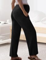 Happy Cherry Maternity Trousers Over Bump Pregnancy Pants Womens Casual Palazzo Lounge Trousers with Pockets Maternity Straight Long Pants S-XXL - Image 2