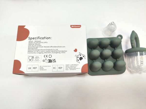 WeSweet Fruit Feeder for Baby - Silicone Baby Fruit Food Feeder- Breastmilk Popsicle Freezer Molds for Baby Teething & Infant Self Feeding Ideal Mum to Be Gifts (Cat Green) - Image 8