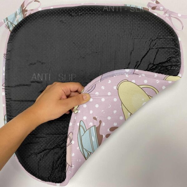 Ambesonne Tea Party Chair Seating Cushion, Polka Dots Background with Teapots Teacups Retro Cartoon Style, Anti-Slip Seat Padding for Kitchen & Patio, 16"x16", Pale Green Turquoise - Image 4