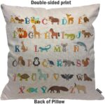 HGOD DESIGNS Cushion Cover Alphabet Cute Zoo Alphabet with Animals Throw Pillow Cover Home Decorative for Men/Women Living Room Bedroom Sofa Chair 18X18 Inch Pillowcase - Image 2