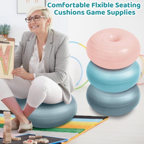 Lewtemi Flexible Seating for Classroom 16.8 Inch Inflatable Yoga Ball Chairs with Inflator Donut Exercise Ball Chair Cushion Seat for Kids Student Sensory Balance Home Office - Image 5