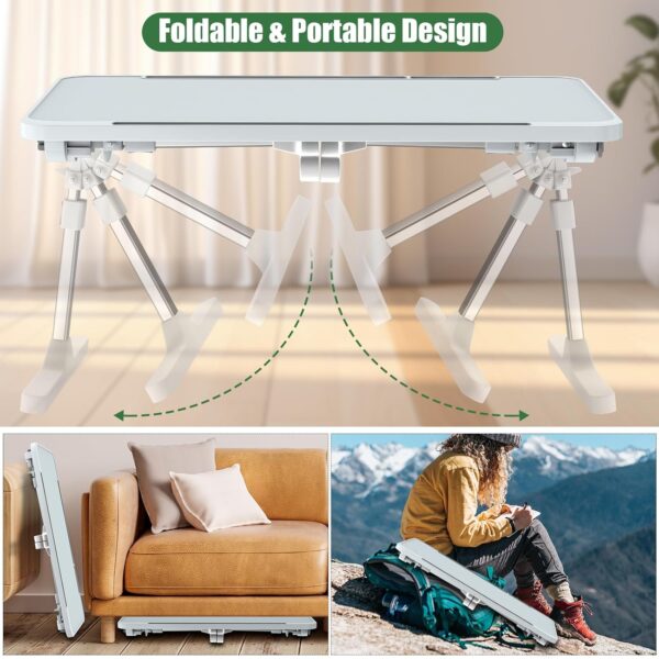 Zapuno Laptop Bed Desk, Height & Angle Adjustable Laptop Bed Tray Table Laptop Bed Stand with Tablet & Phone Slot, Light Weight Foldable Portable Lap Desk for Couch Chair Floor Desk for Adults, Kids - Image 5